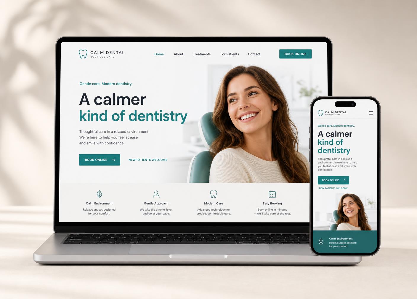 Dental clinic website mockup