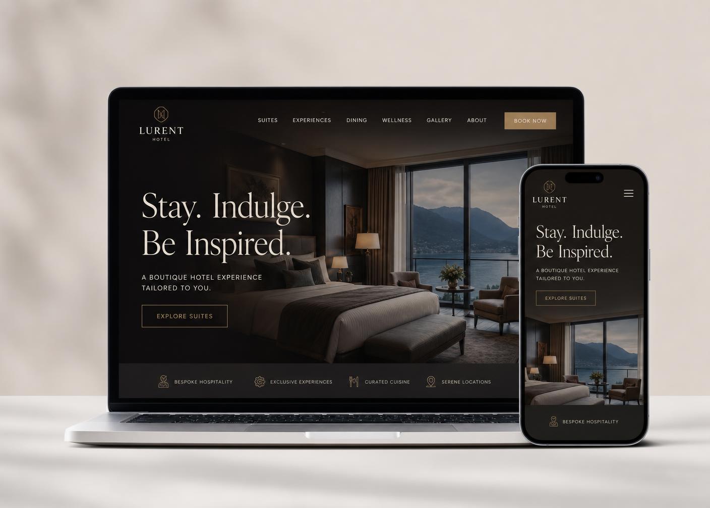 Boutique hotel website mockup